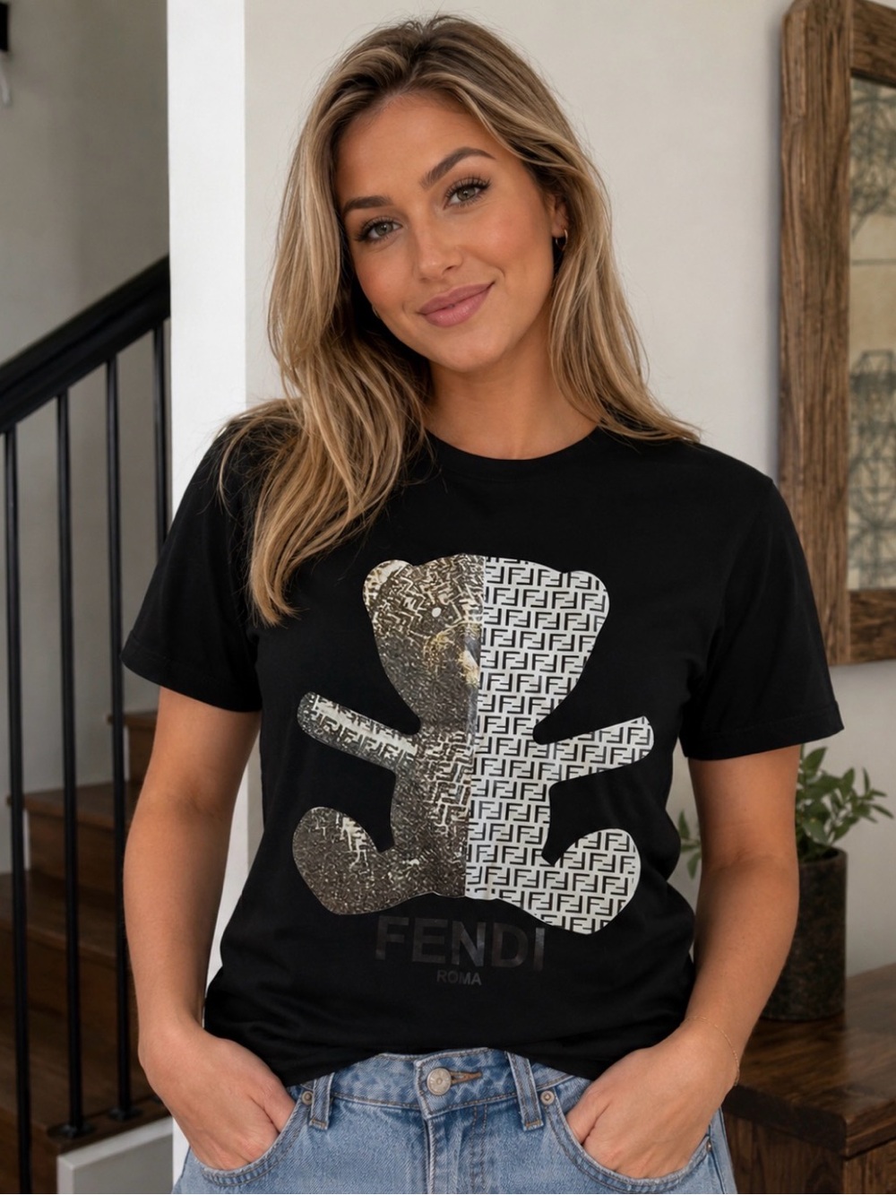 Fendi ladies black tshirt size small NWOT